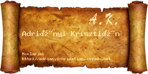 Adriányi Krisztián névjegykártya
