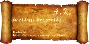 Adriányi Krisztián névjegykártya